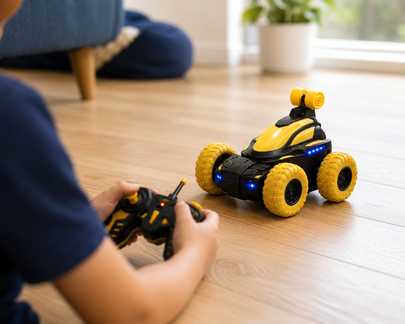 Premium 360° Flip RC Stunt Car with LED Lights & 2.4GHz Remote Control | Rechargeable All-Terrain Toy for Kids | Buy Online in India