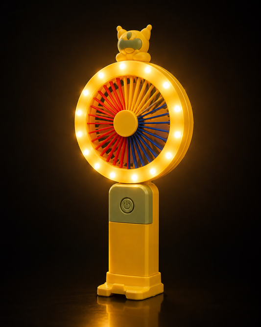 Premium Mini Rechargeable Handheld Fan with Colorful LED Lights | Portable USB Cooling Fan for Kids & Travel | Buy Online in India