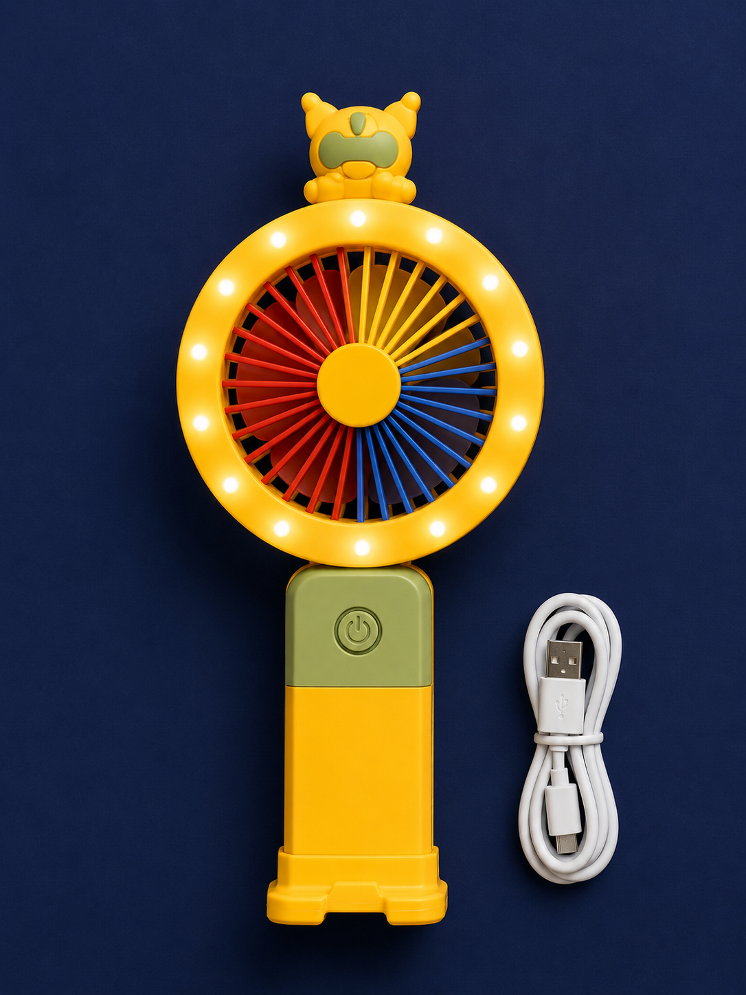 Premium Mini Rechargeable Handheld Fan with Colorful LED Lights | Portable USB Cooling Fan for Kids & Travel | Buy Online in India