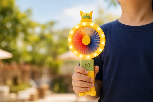 Premium Mini Rechargeable Handheld Fan with Colorful LED Lights | Portable USB Cooling Fan for Kids & Travel | Buy Online in India