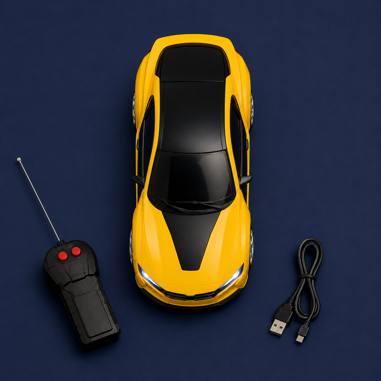 Premium High Speed RC Sports Car with LED Lights & Remote Control Toy for Kids | Yellow Racing Car | Buy Online in India