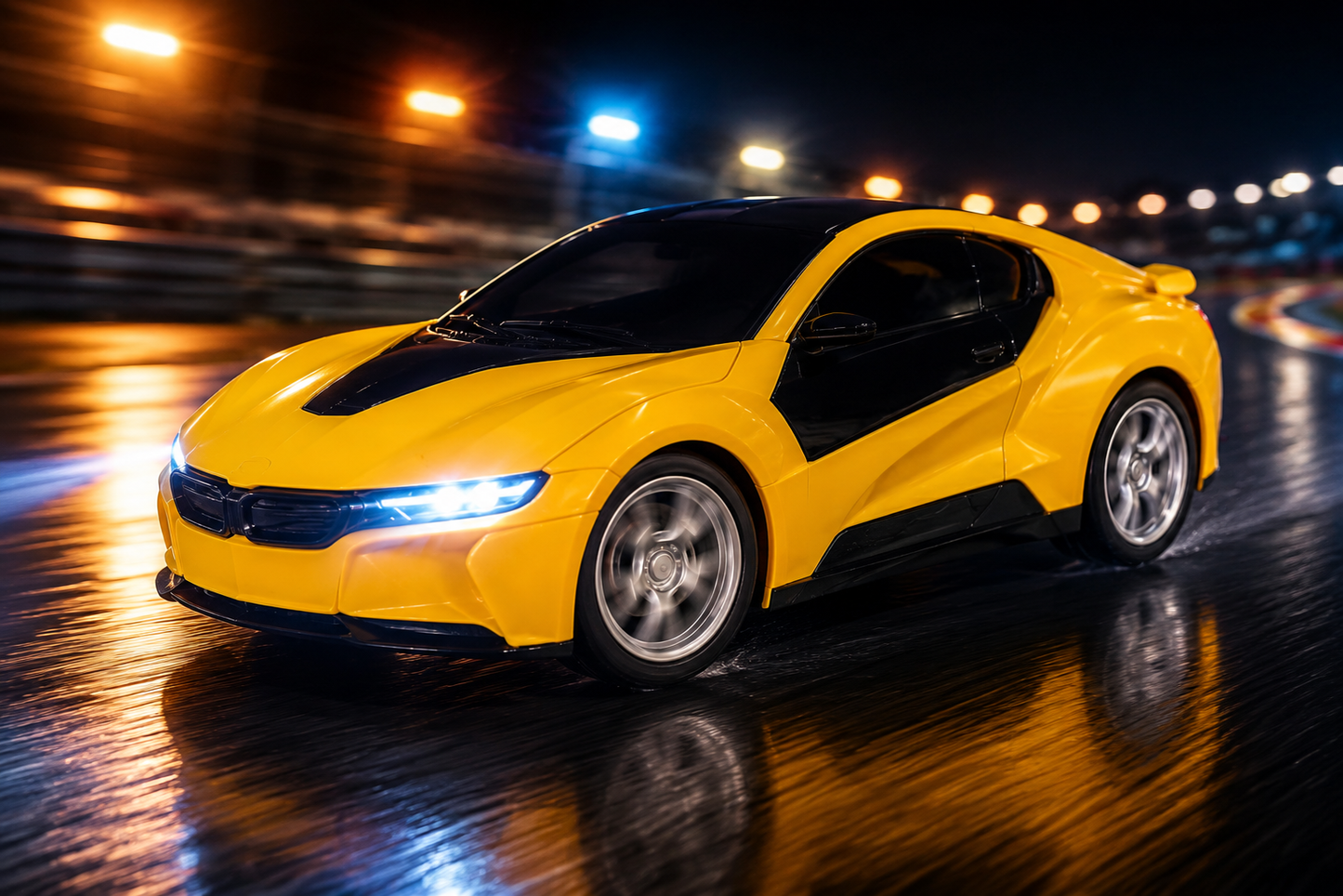 Premium High Speed RC Sports Car with LED Lights & Remote Control Toy for Kids | Yellow Racing Car | Buy Online in India