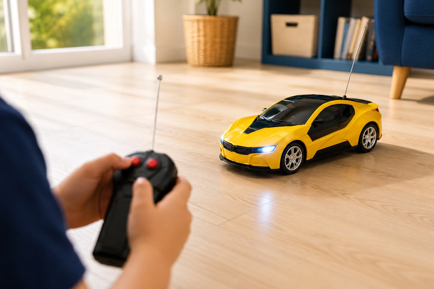 Premium High Speed RC Sports Car with LED Lights & Remote Control Toy for Kids | Yellow Racing Car | Buy Online in India