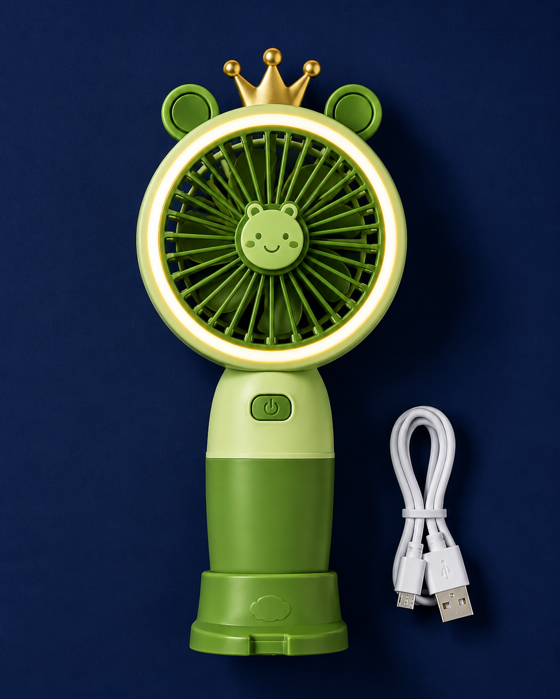 Premium Mini Rechargeable Handheld Fan with Soft LED Light | Portable USB Cooling Fan for Kids & Travel | Green | Buy Online in India