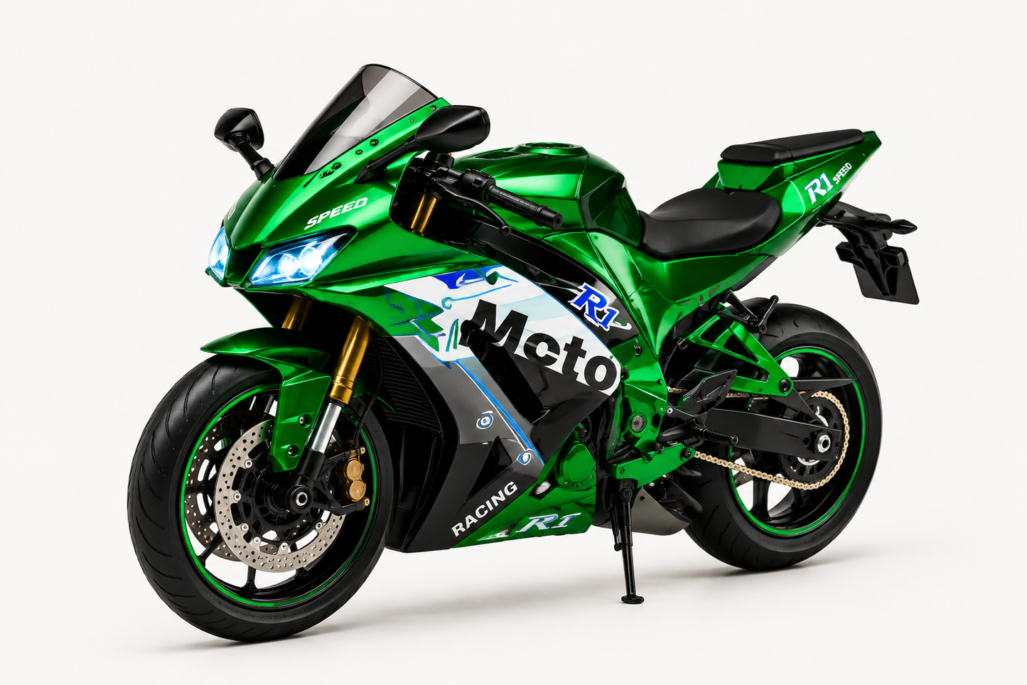 Premium Wind Rider Sports Motorcycle Toy with Lights & Sounds | Friction Powered Racing Bike for Kids | Green | Buy Online in India