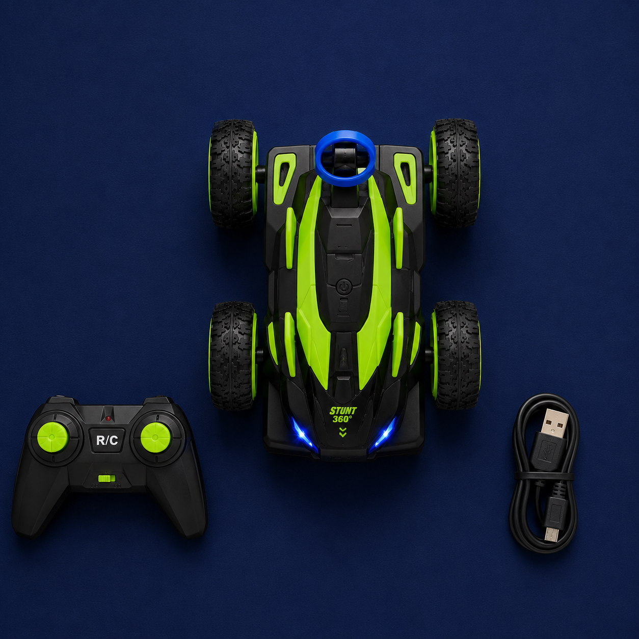 Premium 360° RC Stunt Car with LED Lights & Remote Control | High Speed Rechargeable Stunt Racing Toy for Kids | Buy Online in India