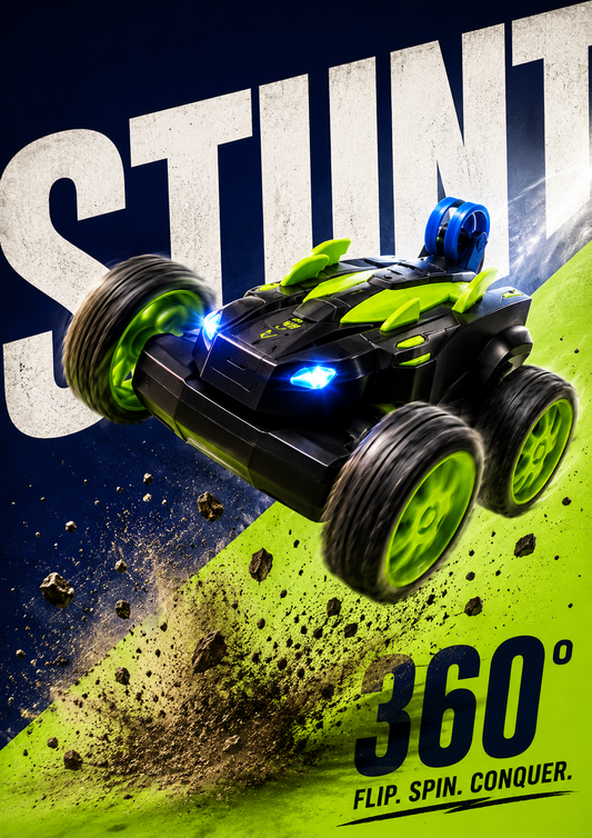 Premium 360° RC Stunt Car with LED Lights & Remote Control | High Speed Rechargeable Stunt Racing Toy for Kids | Buy Online in India
