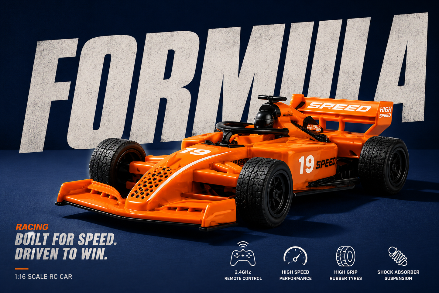 Premium 2.4GHz RC Formula Racing Car with Remote Control | High Speed Formula Race Car Toy for Kids | Orange | Buy Online in India