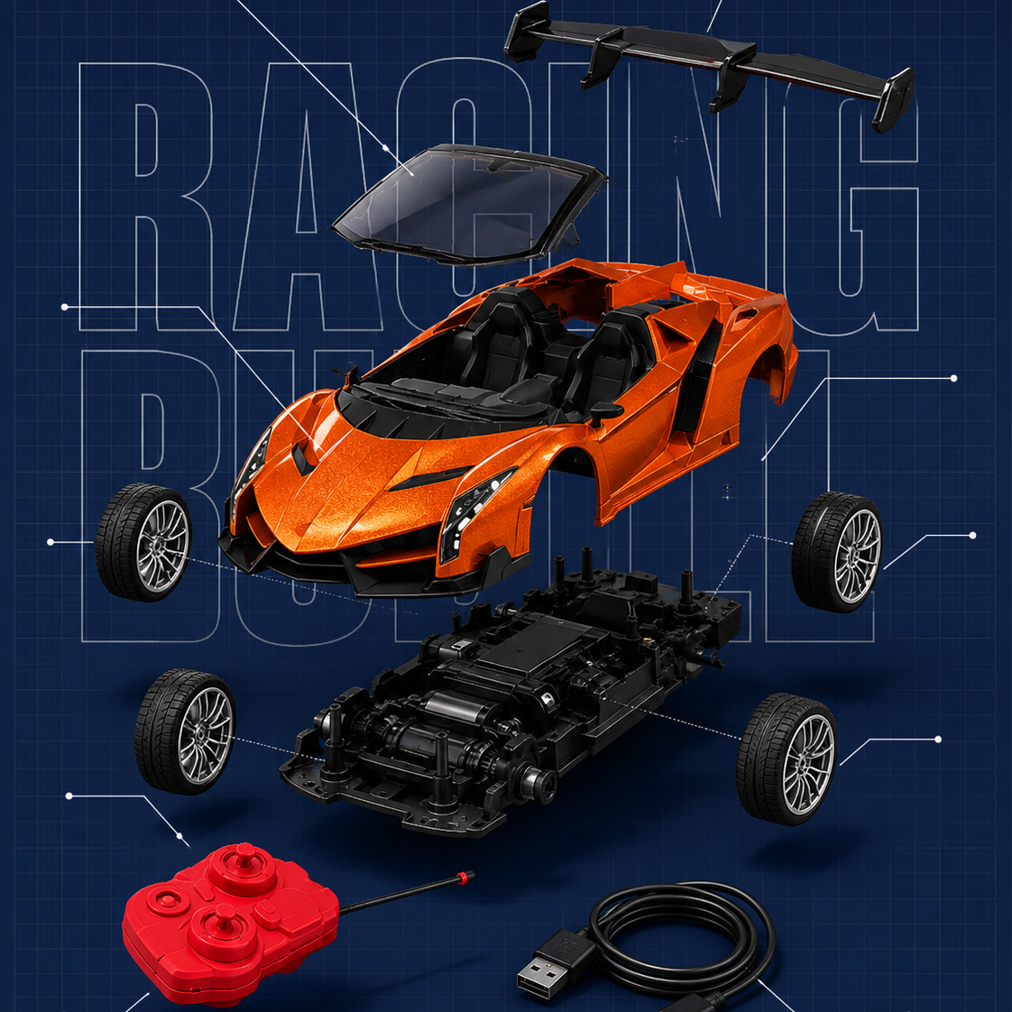 Racing Bull Orange Remote Control Car