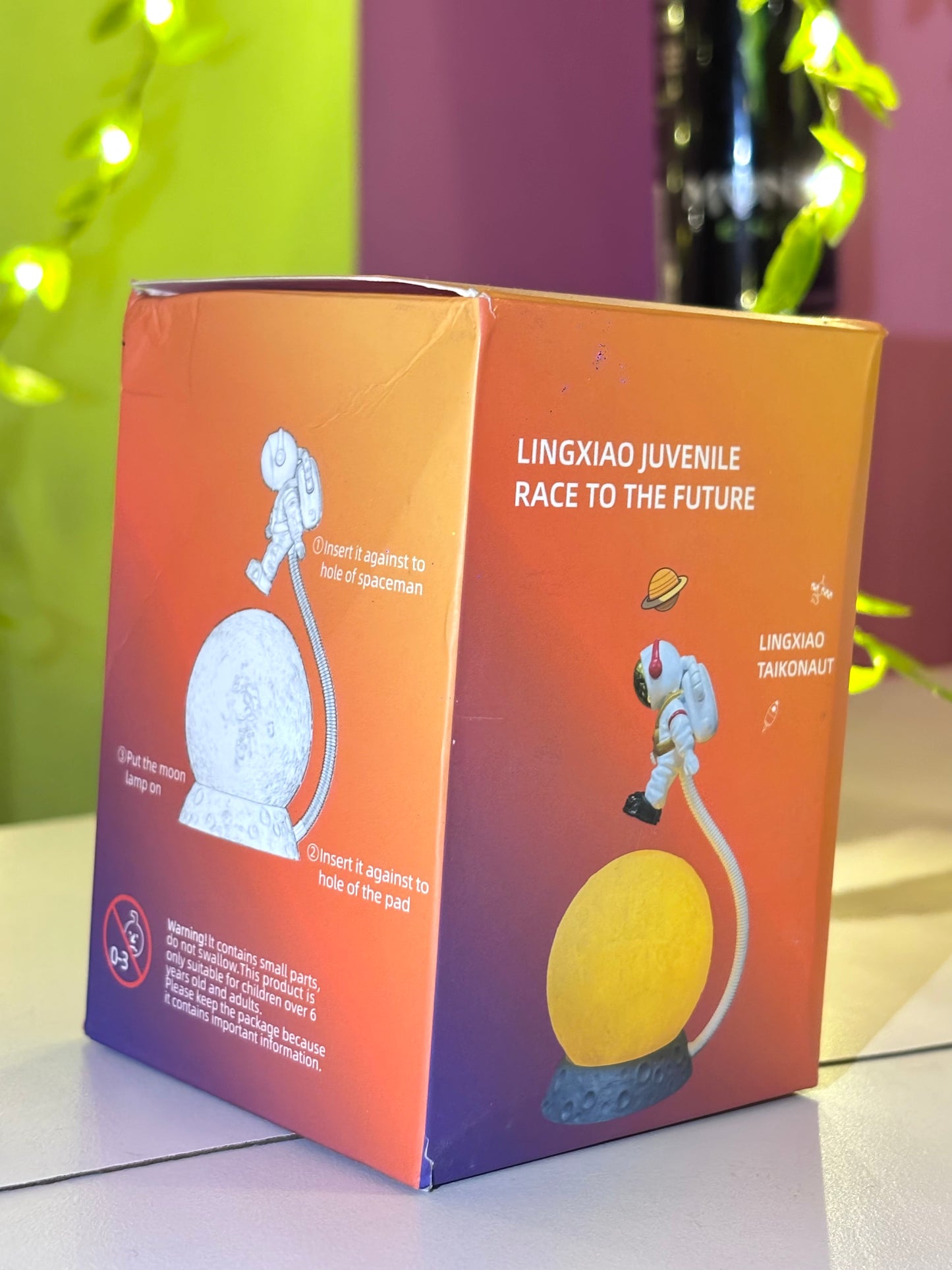 Astronaut Moon LED Night Lamp with Glowing Sphere Ligh